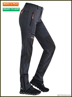 Waterproof Insulated Fleece Lined Softshell Ski Pants with Zipper Ankles